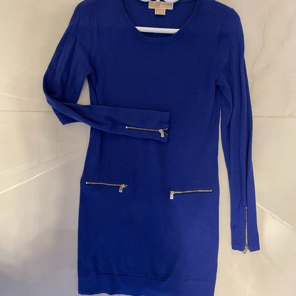 Michael Kors Blue Sweater Dress Long Sleeves Round Neck Size XS - Picture 5 of 8